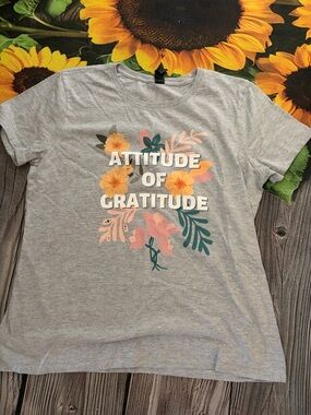 Gildan Gray Tee with Yellow Floral Accent